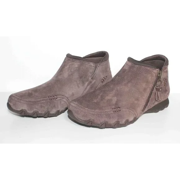 Skechers Bikers Zappiest Chocolate Brown Side Zip Ankle Boot Womens Sz 11 - Picture 2 of 7